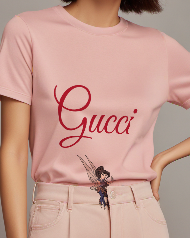Blush Pink Fairy With Pointed Finger Gesture Graphic T-Shirt - model wearing view
