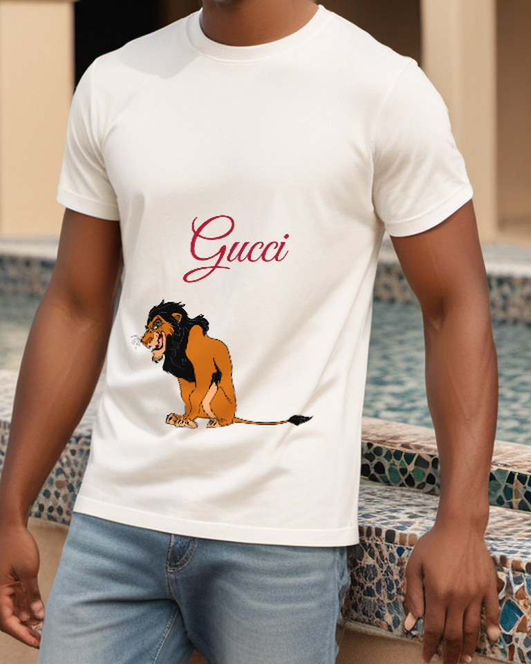 Ivory Lean Black Mane Lion Graphic T-Shirt - styled view 3