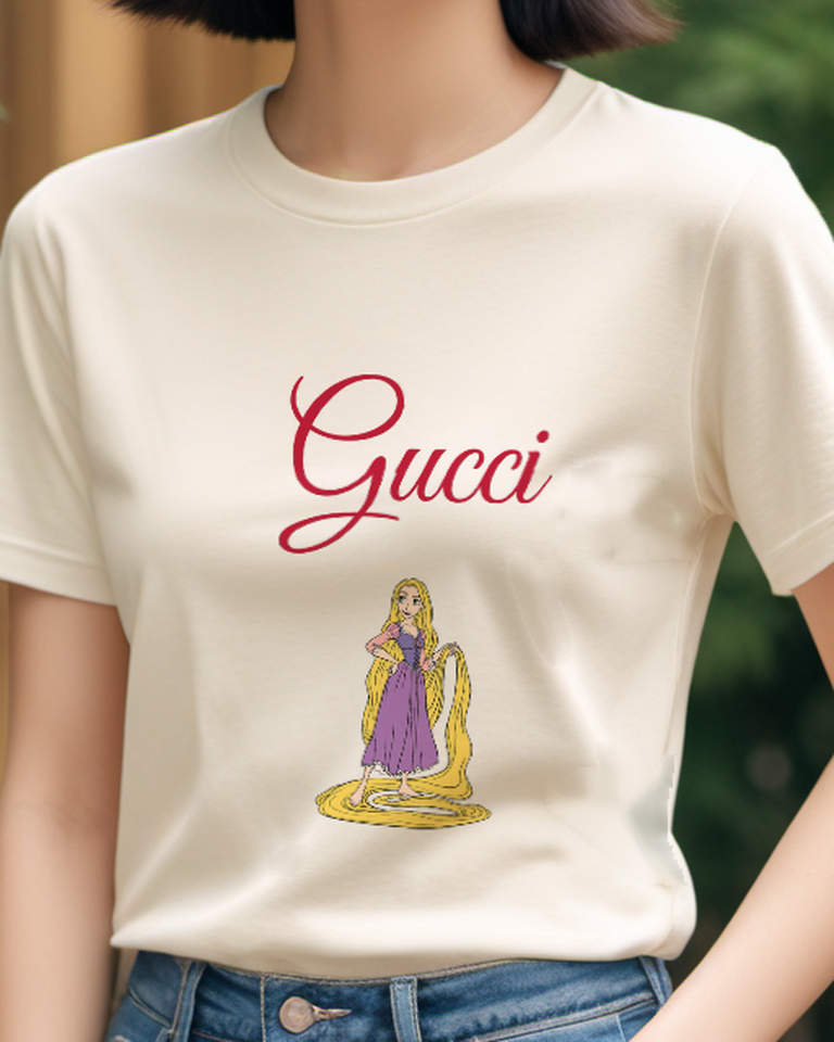 Ivory Standing Princess Long Hair Loops Graphic T-Shirt - model wearing view