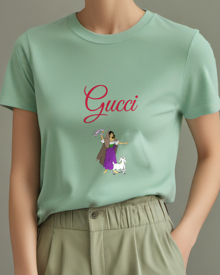 Sage Green Esmeralda Dancing With Goat Graphic T-Shirt - model wearing view