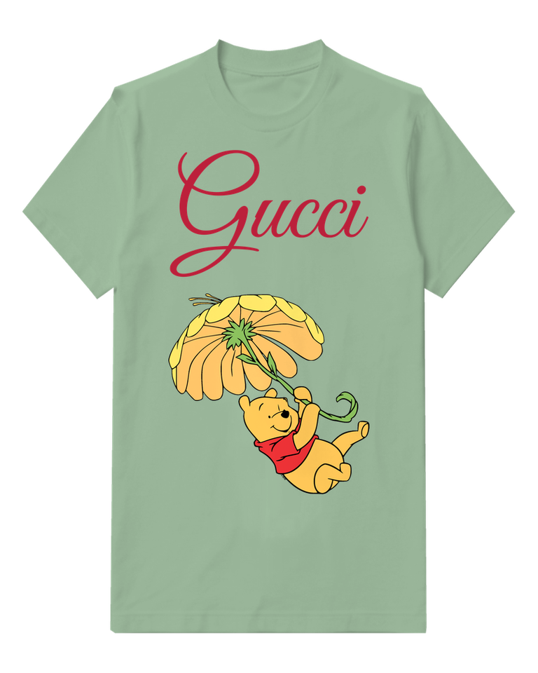 Sage Green Banana Umbrella Bear Graphic T-Shirt - front product view