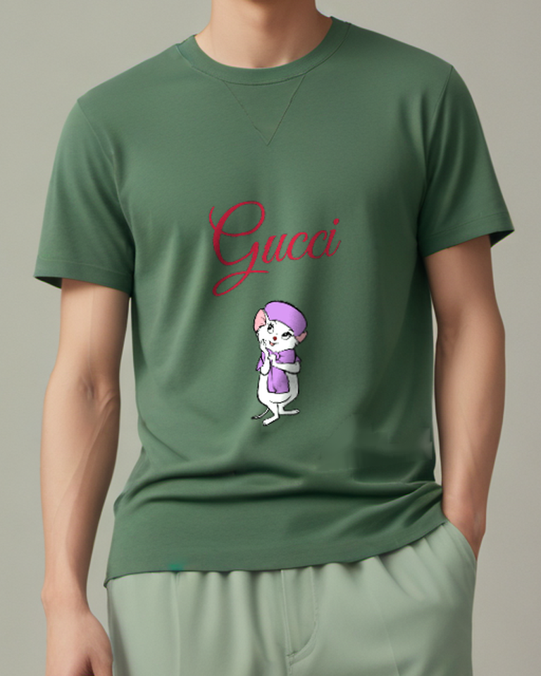 Forest Green Purple Hood Mouse Graphic T-Shirt - model wearing view
