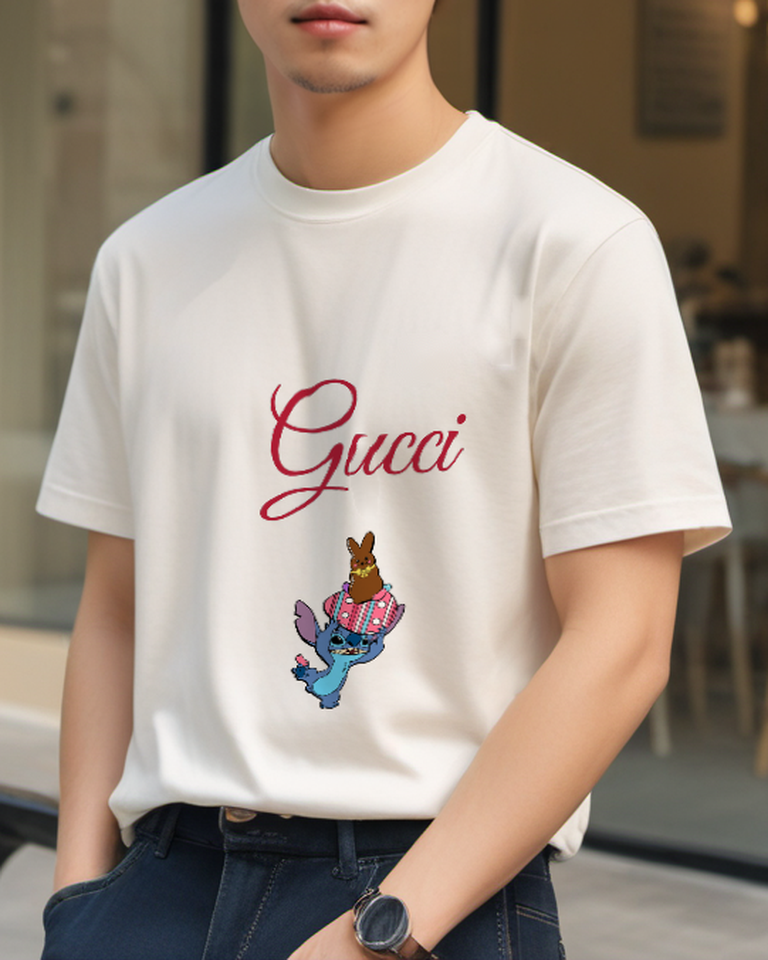 Ivory Gift Carrying Blue Creature Graphic T-Shirt - styled view 2