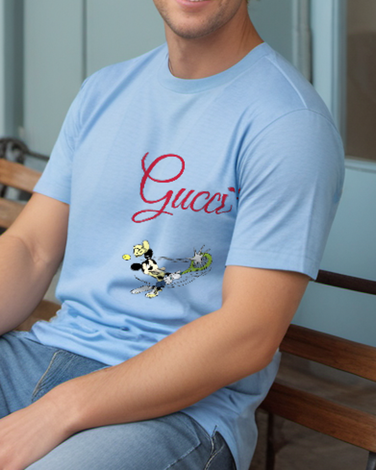 Sky Blue Tennis Bow Mouse Graphic T-Shirt - styled view 3