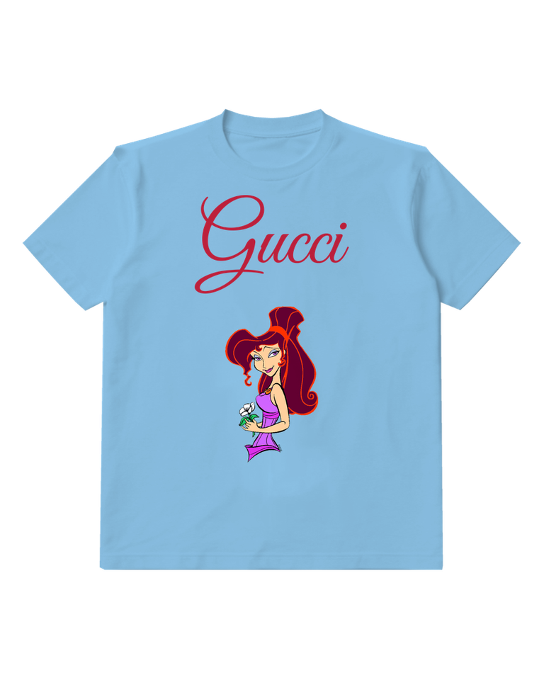 Sky Blue Meg Holding White Flower Graphic T-Shirt - front product view