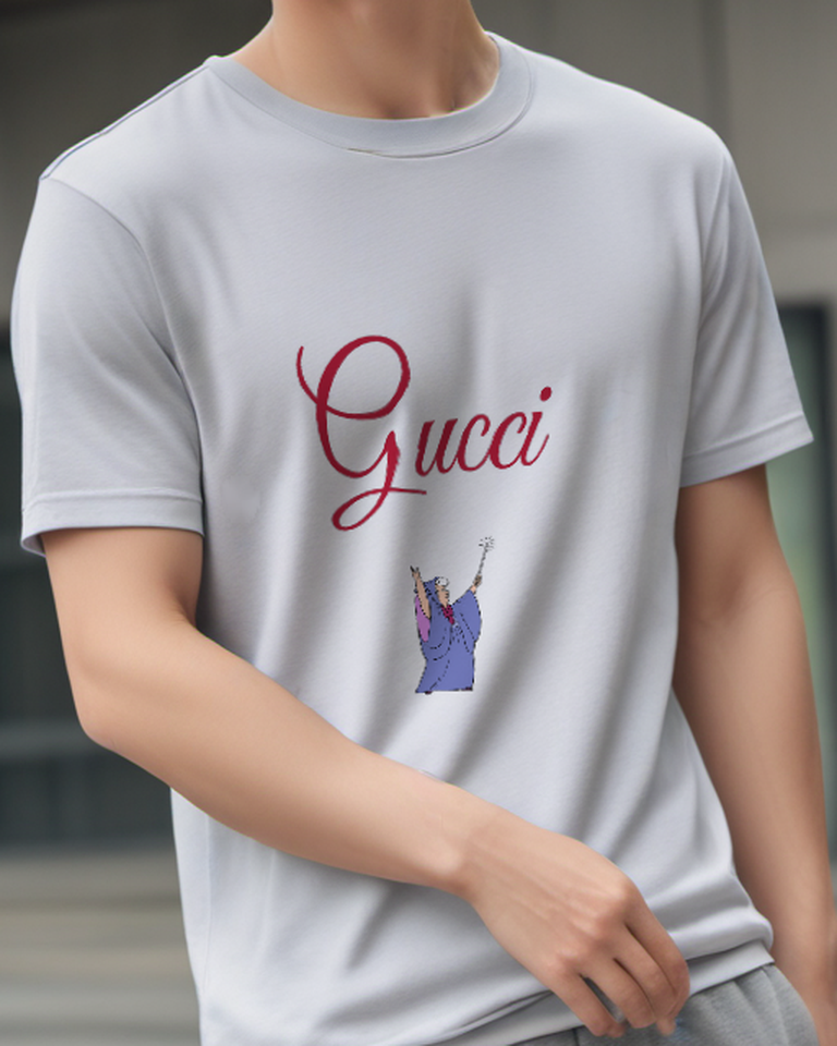 Pale Lavender Fairy Godmother Waving Wand Graphic T-Shirt - model wearing view