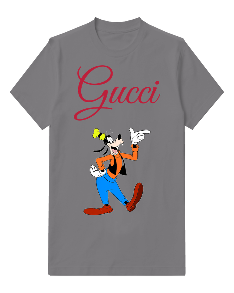Charcoal Gray Goofy Pointing With One Hand Graphic T-Shirt - front product view