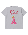 Light Gray Princess In Pink Gown Standing Gracefully Graphic T-Shirt - front product view