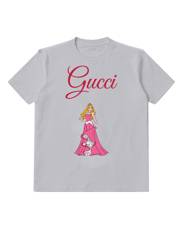 Light Gray Princess In Pink Gown Standing Gracefully Graphic T-Shirt - front product view