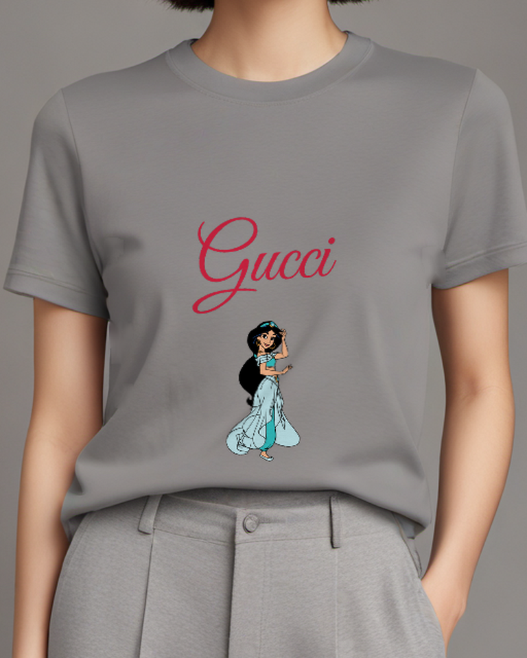 Gray Jasmine In Graceful Walking Stance Graphic T-Shirt - model wearing view