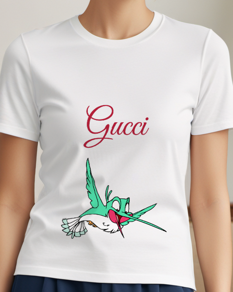 White Green Cricket Gliding Forward Graphic T-Shirt - model wearing view
