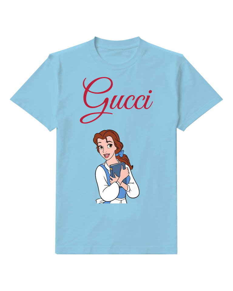 Sky Blue Belle Holding A Book Graphic T-Shirt - front product view