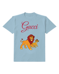 Sky Blue Lion Father Cub Walk Graphic T-Shirt - front product view