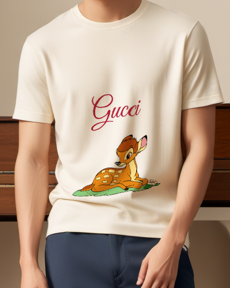Ivory Resting Spotted Fawn Graphic T-Shirt - model wearing view