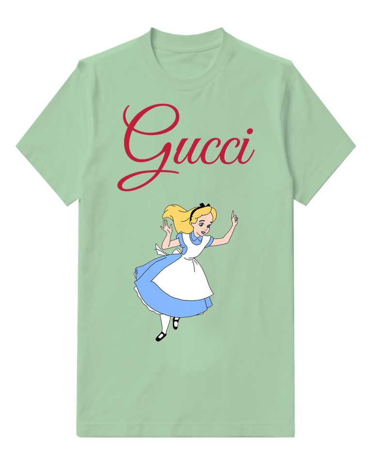 Sage Green Alice Running With Arms Raised Graphic T-Shirt - front product view