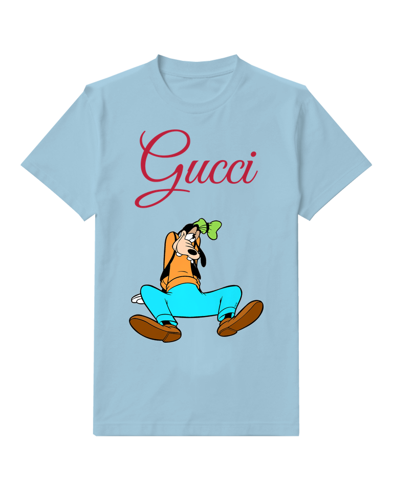 Sky Blue Tired Goofy Sitting Slumped Graphic T-Shirt - front product view