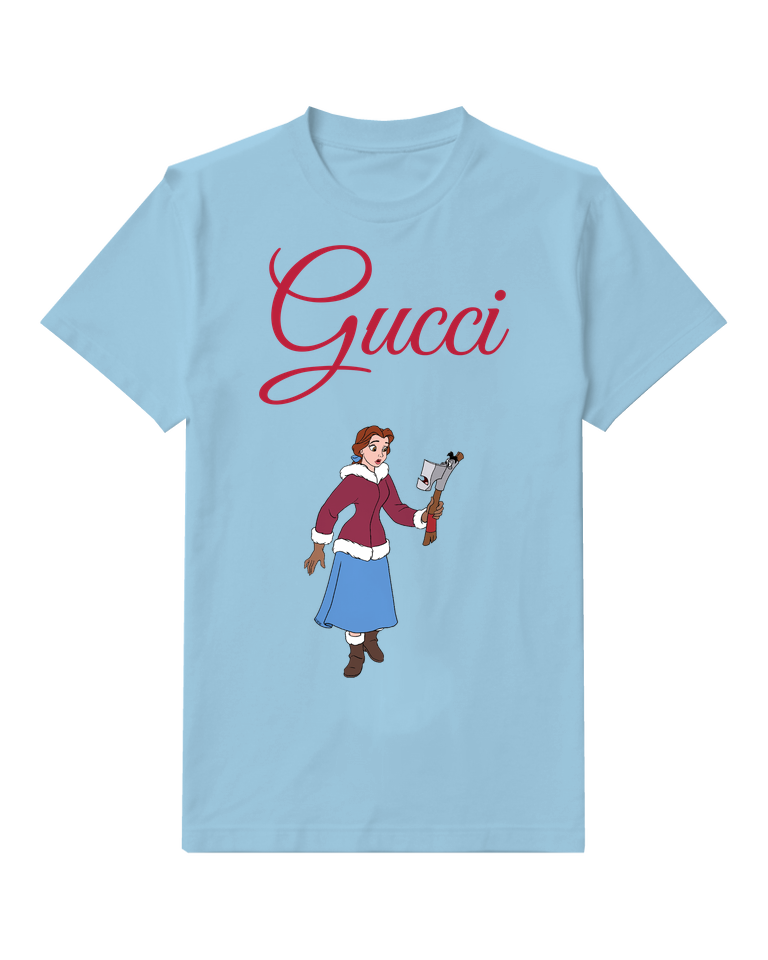 Sky Blue Belle Holding Axe In Hand Graphic T-Shirt - front product view
