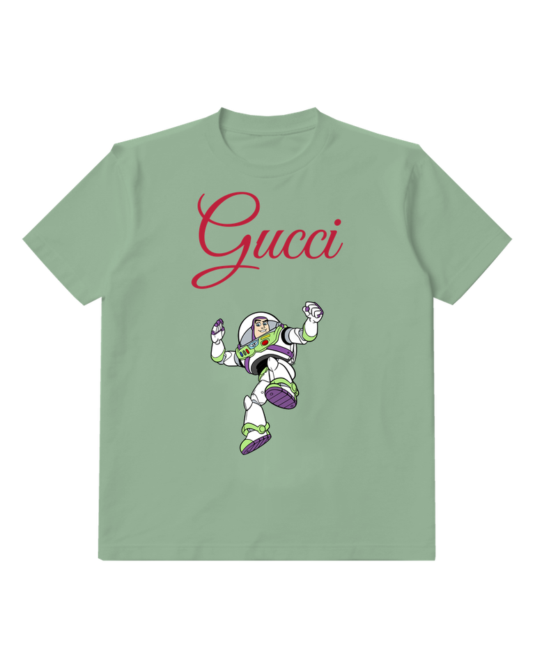 Sage Green Buzz Lightyear Jumping With Arms Raised Graphic T-Shirt - front product view