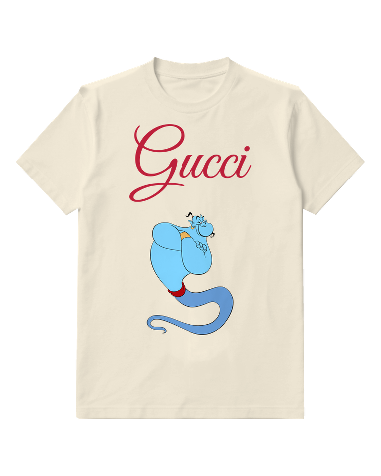 Ivory Blue Genie In Confident Pose Graphic T-Shirt - front product view