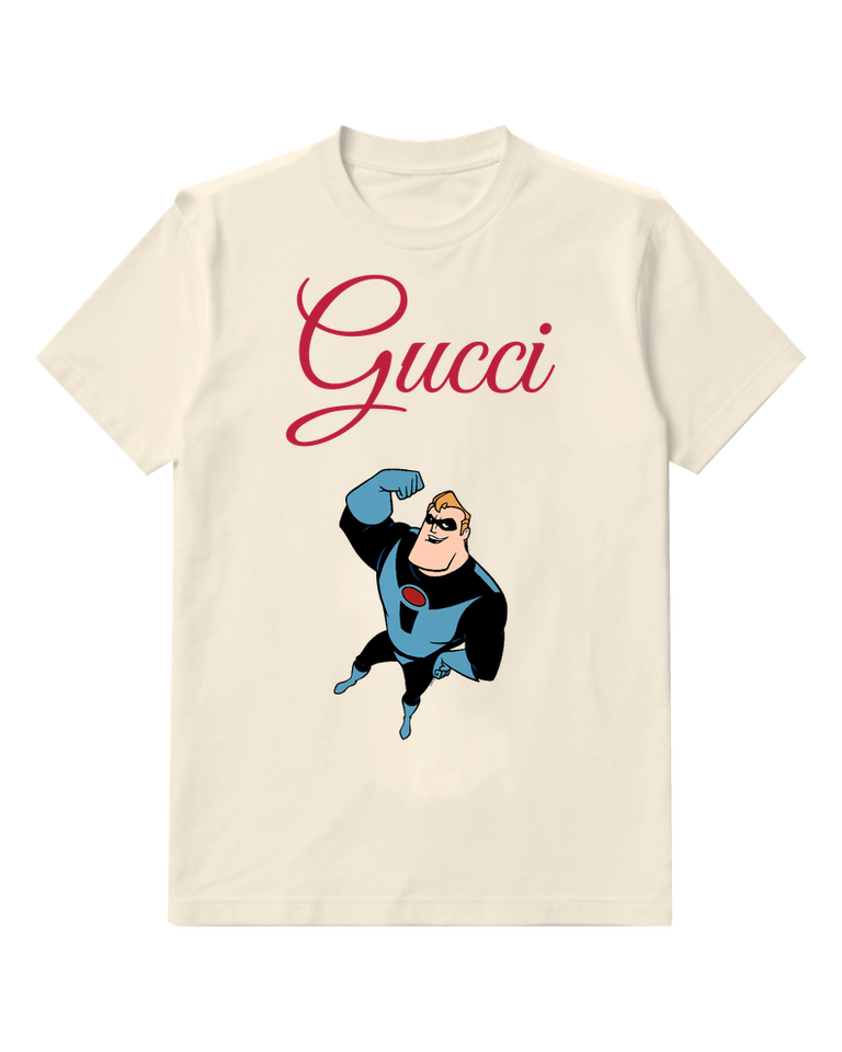 Ivory Blue Glove Hero Flexing Graphic T-Shirt - front product view