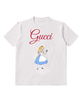 White Alice Holding Egg Waving Hand Graphic T-Shirt - front product view