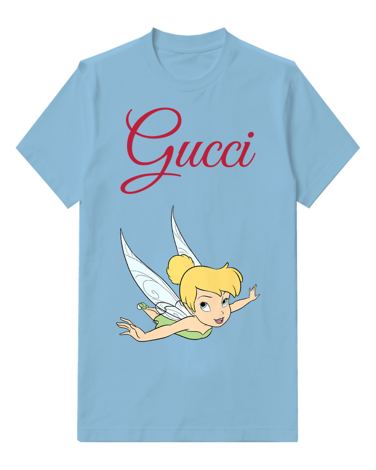 Sky Blue Tinker Bell Flying Forward Graphic T-Shirt - front product view