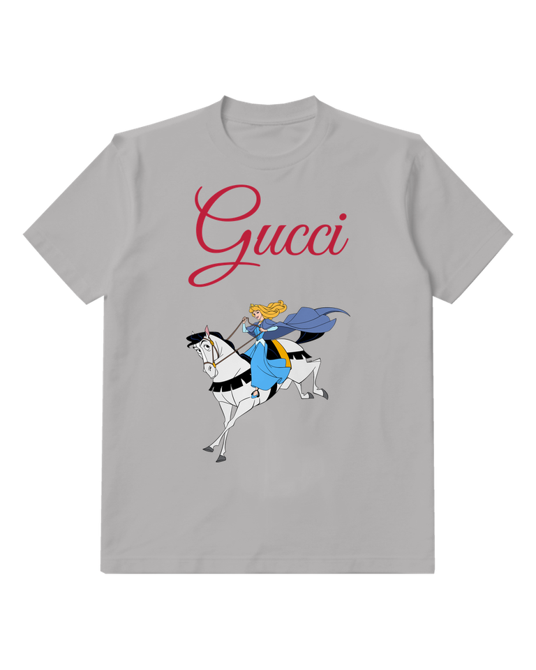 Gray Aurora Rides Horse With Flowing Cape Graphic T-Shirt - front product view