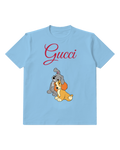 Sky Blue Young Lady And Tramp Sitting Close Together Graphic T-Shirt - front product view