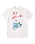 White Luca Herds Blue Fish With Staff Graphic T-Shirt - front product view
