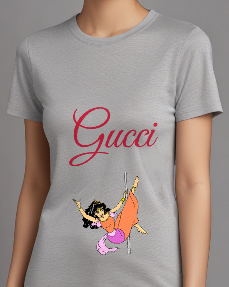 Gray Esmeralda Pole Dancing Gracefully Graphic T-Shirt - model wearing view