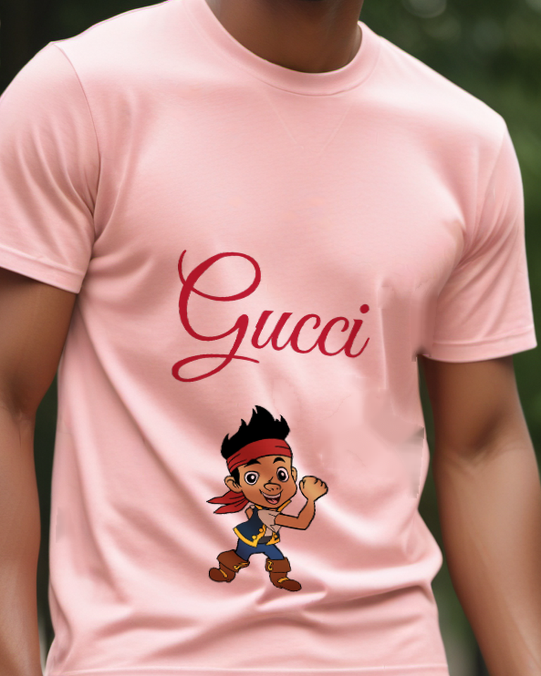 Blush Pink Bandana Pirate Thumbs Up Graphic T-Shirt - model wearing view