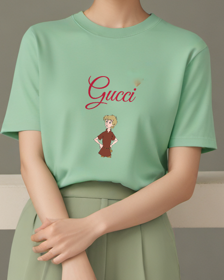 Sage Green Young Arthur Hands On Hips Brown Attire Graphic T-Shirt - model wearing view