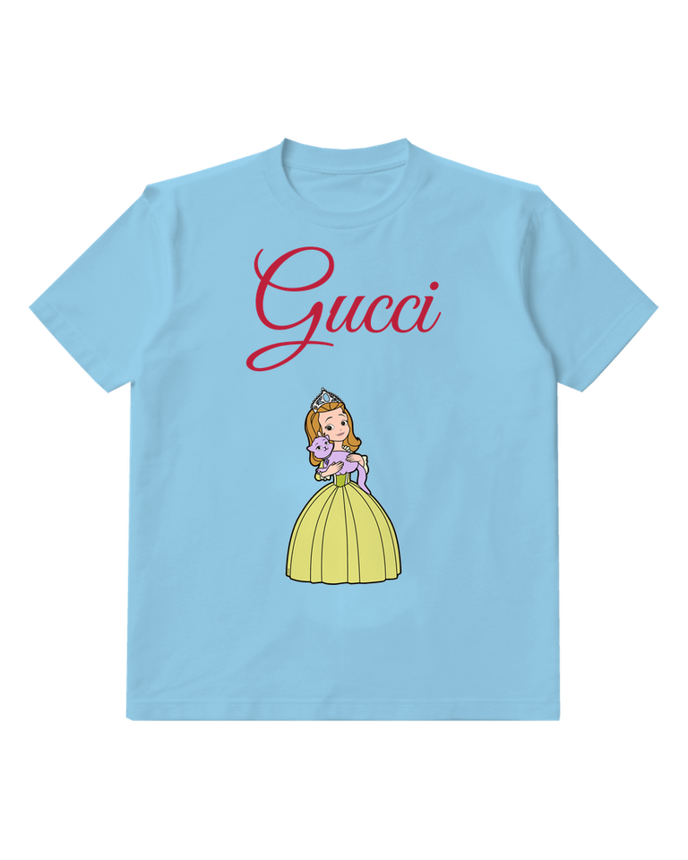Sky Blue Princess Sofia Holding A Cat Graphic T-Shirt - front product view