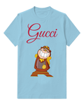 Sky Blue Clockwork Character Grins Widely Graphic T-Shirt - front product view