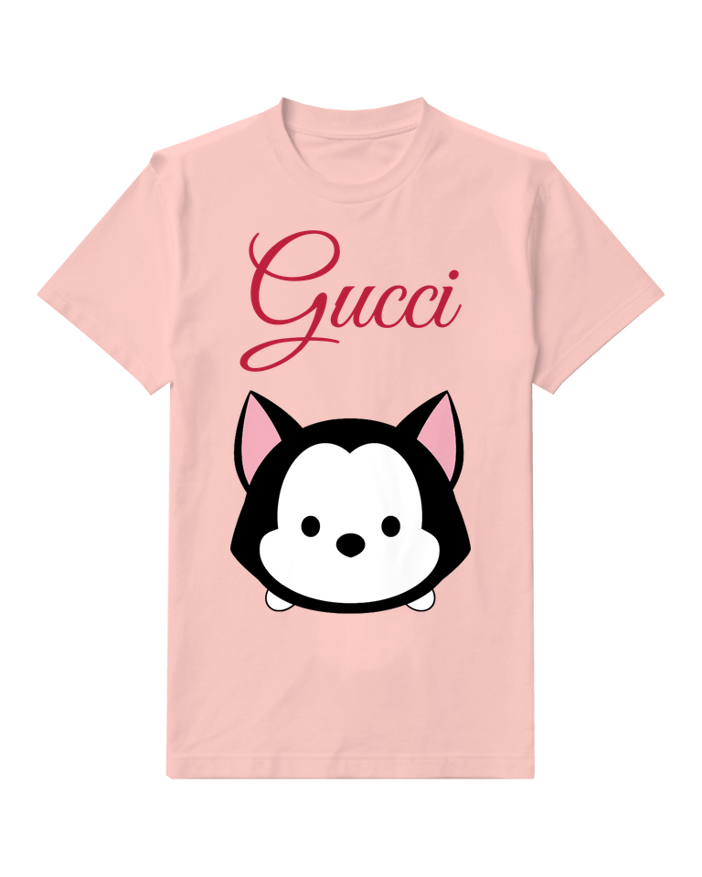 Blush Pink Black Cat Face Graphic T-Shirt - front product view