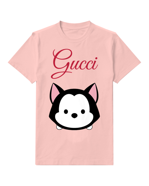Blush Pink Black Cat Face Graphic T-Shirt - front product view