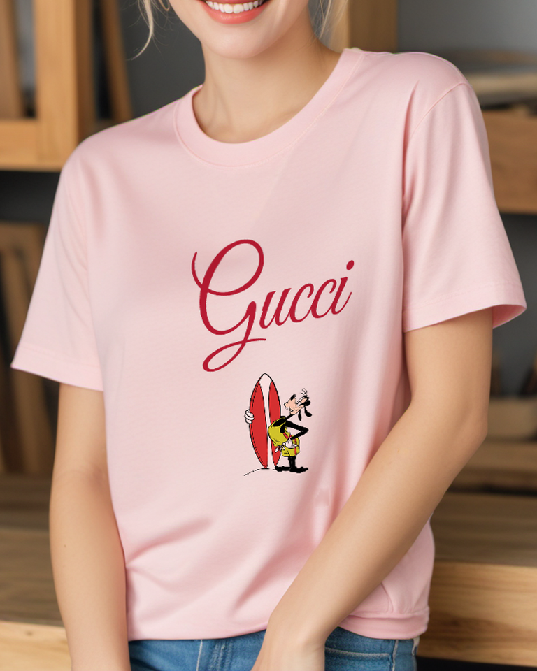 Blush Pink Surfboard Long Eared Dog Graphic T-Shirt - styled view 2