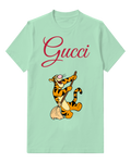 Sage Green Tiger With Small Golden Pot Graphic T-Shirt - front product view