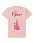 Blush Pink Aurora Holds Stocking Dressed In Gown Graphic T-Shirt - front product view