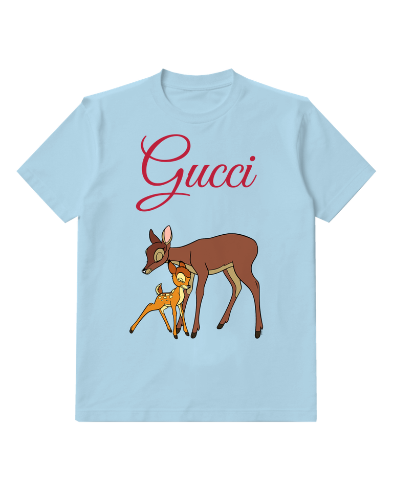 Sky Blue Doe And Young Fawn Graphic T-Shirt - front product view
