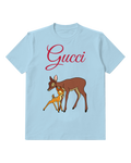 Sky Blue Doe And Young Fawn Graphic T-Shirt - front product view