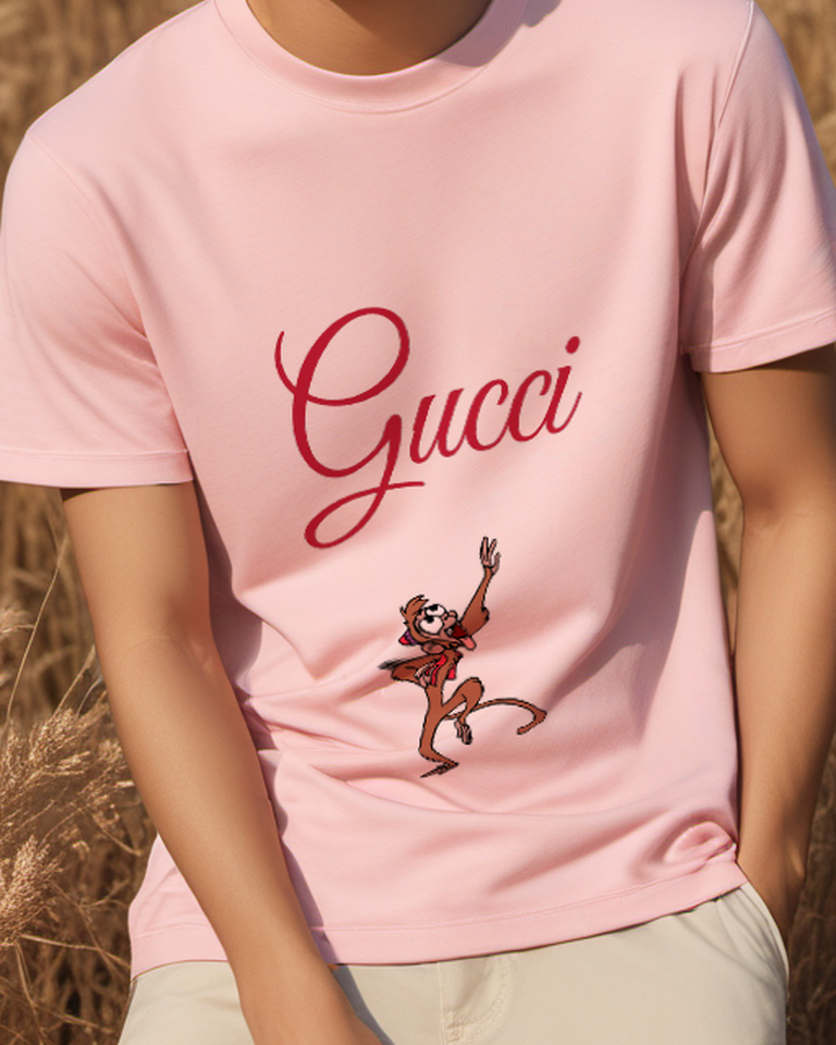 Blush Pink Meerkat Raised Paw Graphic T-Shirt - model wearing view
