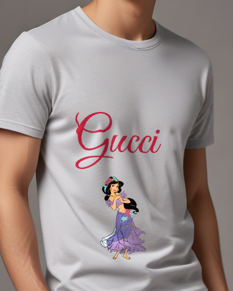 Light Gray Jasmine Dancing With Flowers Graphic T-Shirt - model wearing view