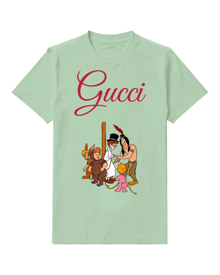 Sage Green Children And Indian Pulling Rope Graphic T-Shirt - front product view