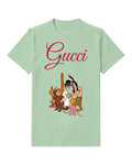 Sage Green Children And Indian Pulling Rope Graphic T-Shirt - front product view