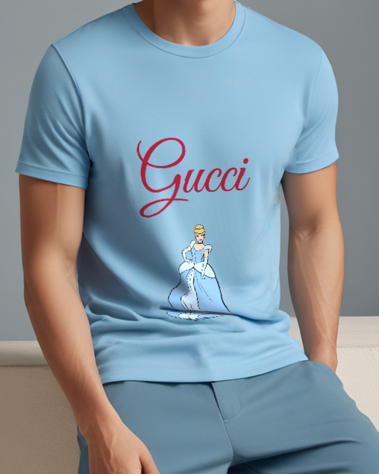 Sky Blue Cinderella In Formal Gown Stance Graphic T-Shirt - model wearing view