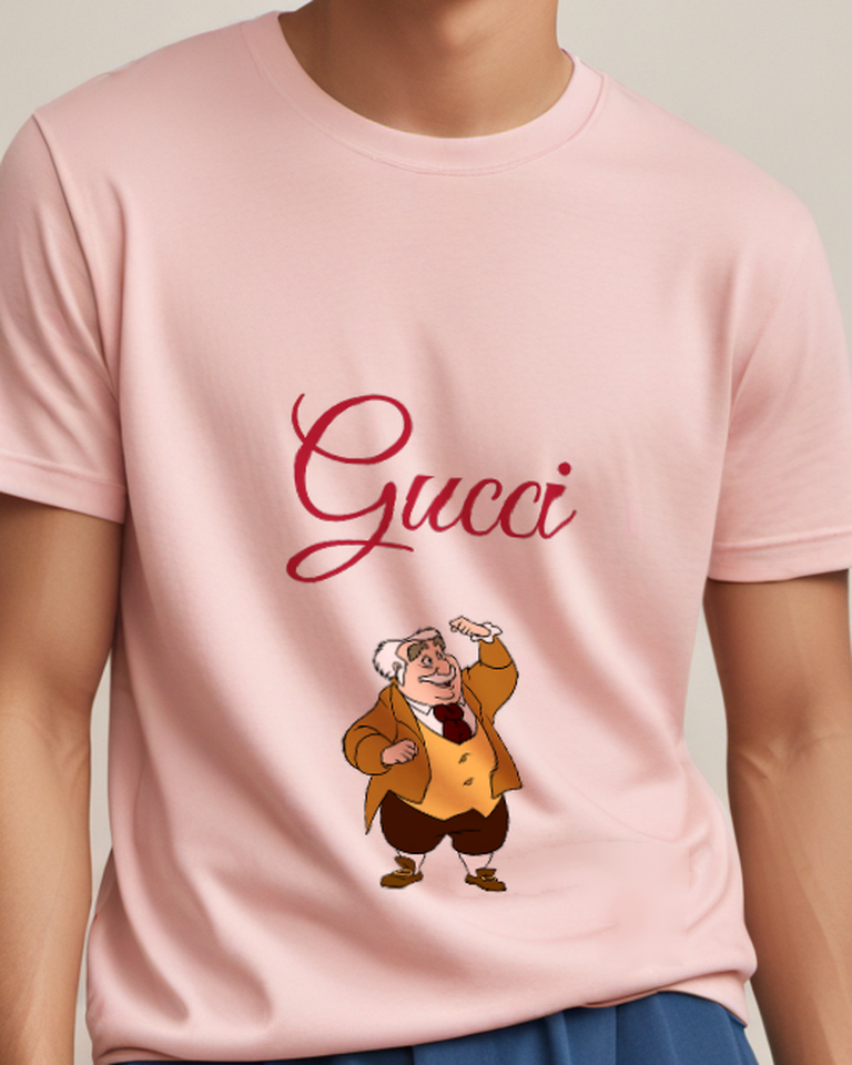 Blush Pink Dapper Maurice Cheering Arm Raised Graphic T-Shirt - model wearing view