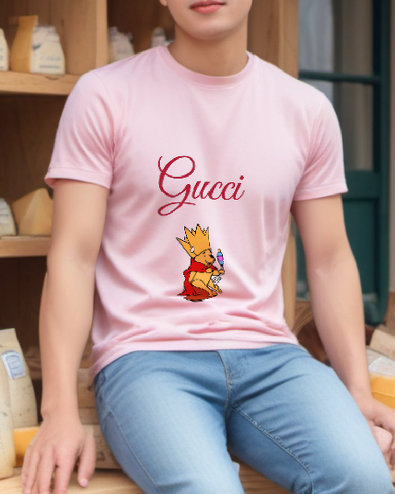 Blush Pink Crowned King Bear Graphic T-Shirt - styled view 4