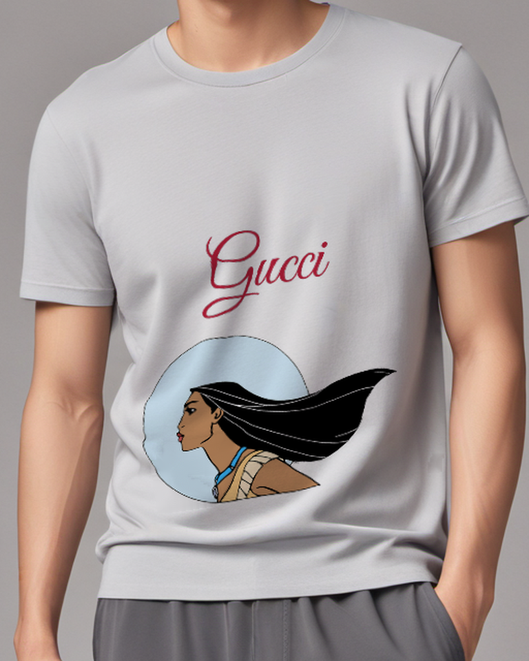 Light Gray Pocahontas In Profile View Graphic T-Shirt - model wearing view