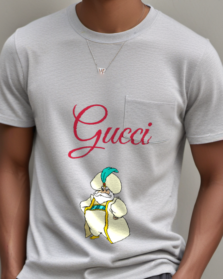 Light Gray Sultan In Confident Stance With Turban Graphic T-Shirt - model wearing view